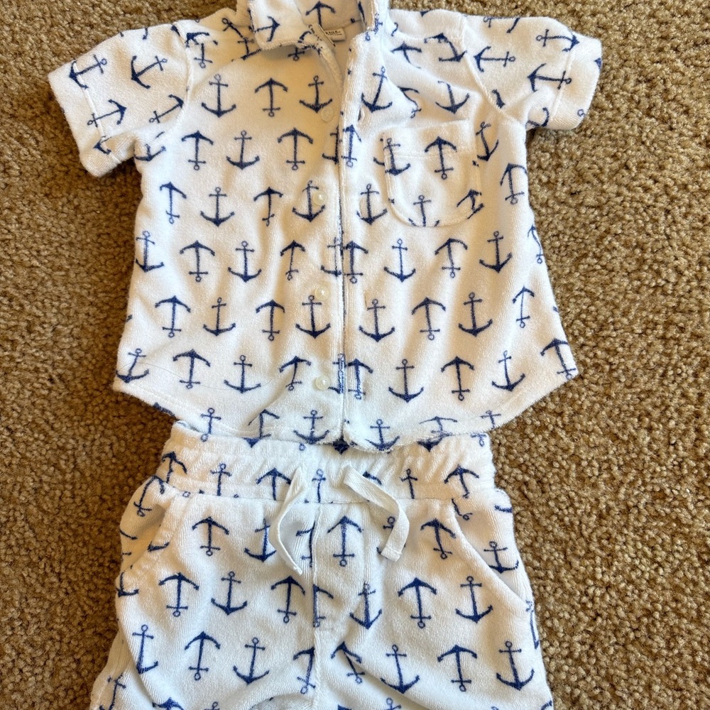 Janie and Jack Nautical White and Blue Baby Set